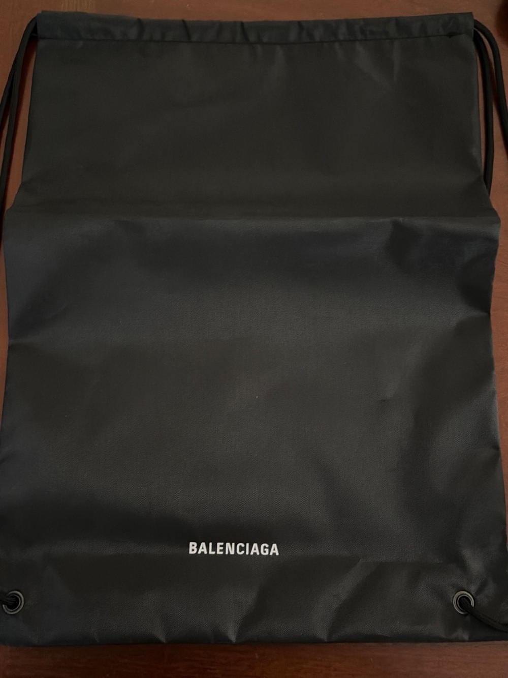 Balenciaga Black Logo Drawstring Backpack